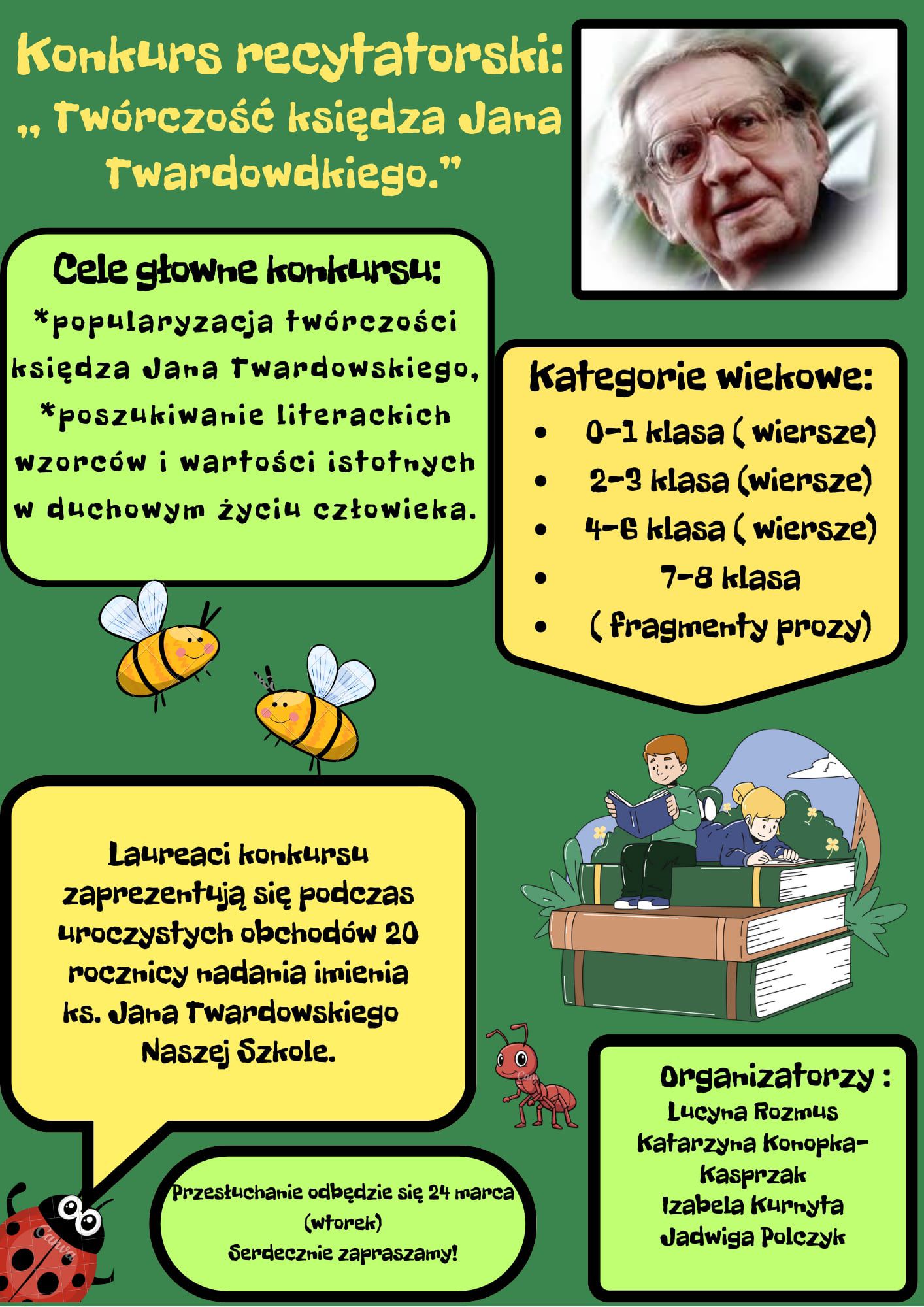 Konkurs Recytatorski „Twórczość ks. Jana Twardowskiego”